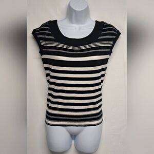 Mexx L Stretch Knit Top Sleeveless Striped Casual Or Work